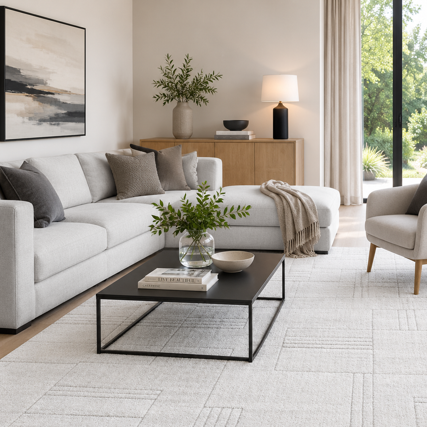 Strata Linear Beige Rug