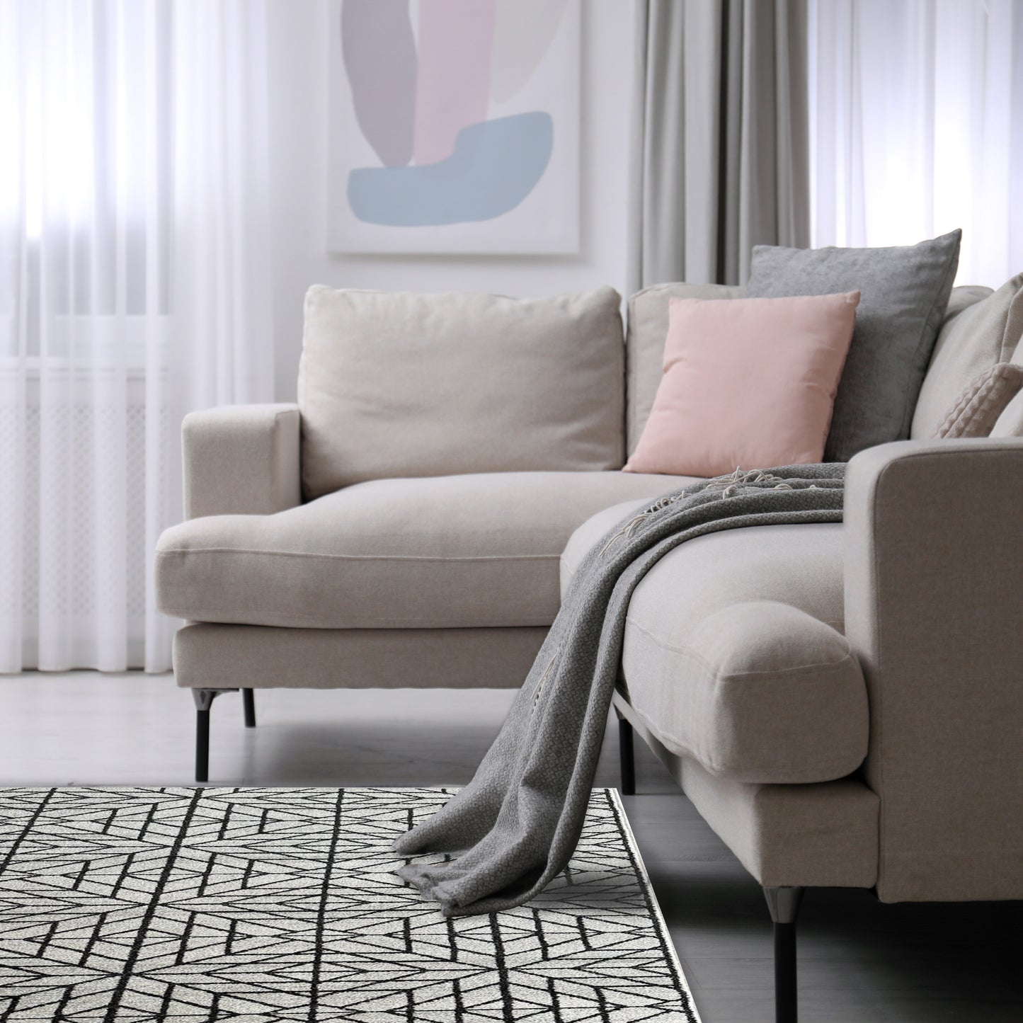 Asana Tile Cream/Black Rug