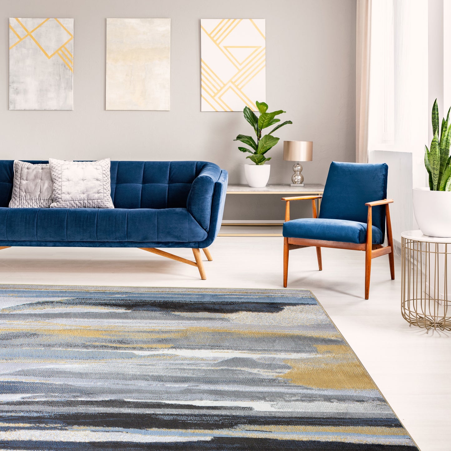 Mina Fluid Blue Multi Rug