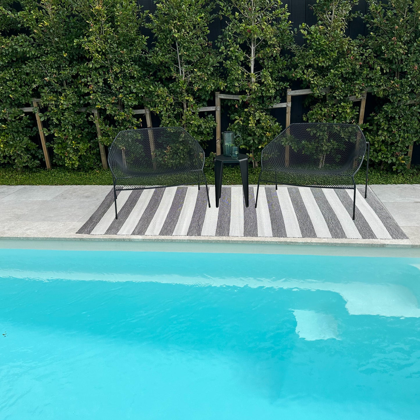 Coast Outdoor Stripe Charcoal Rug