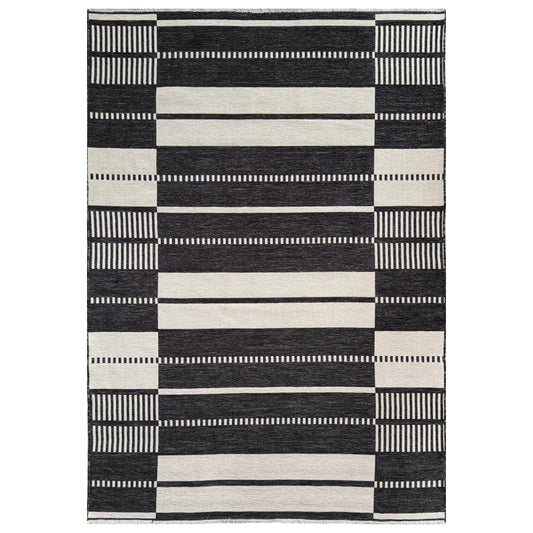 Harlow Reversible Block Black Rug