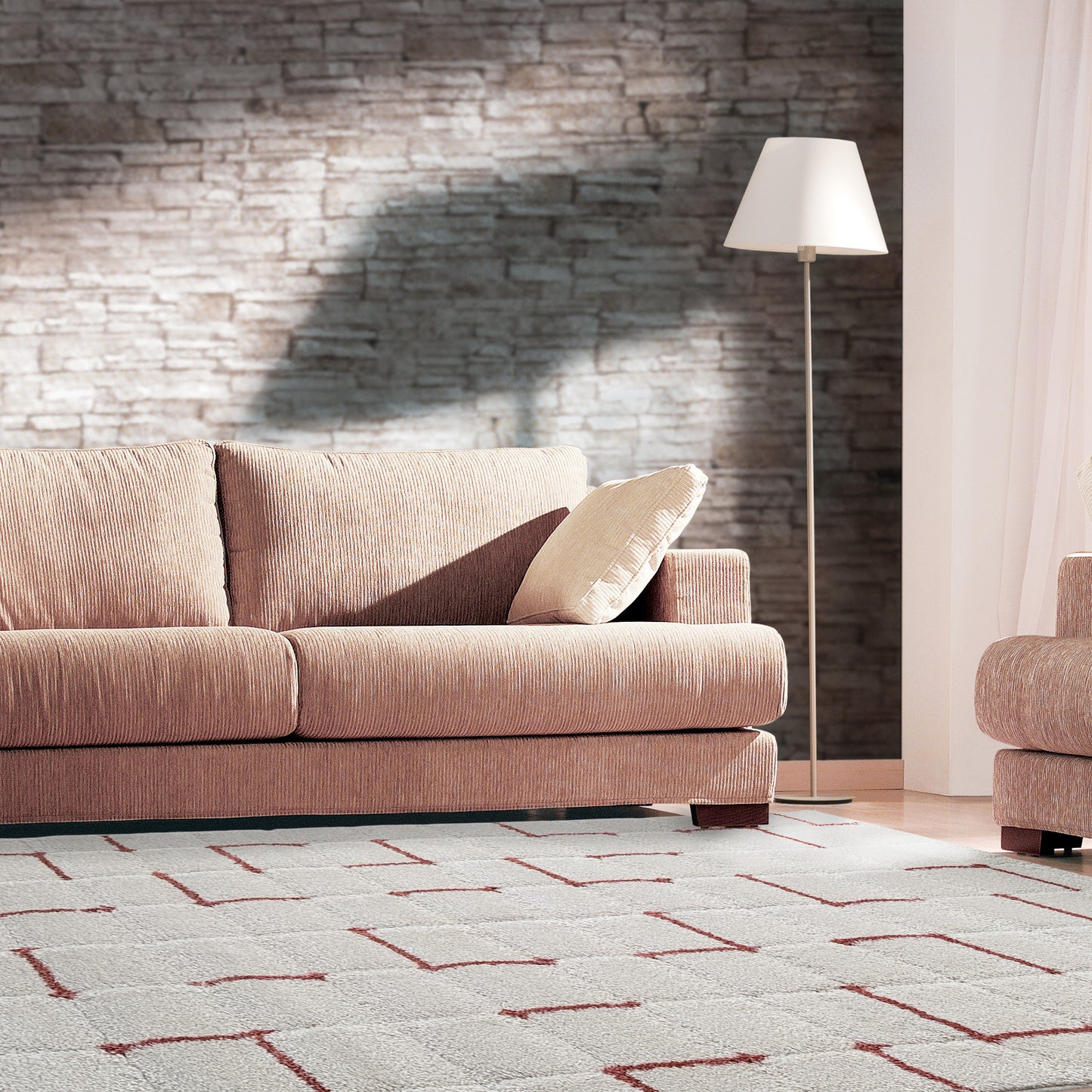 Lowry Grid White/Copper Rug