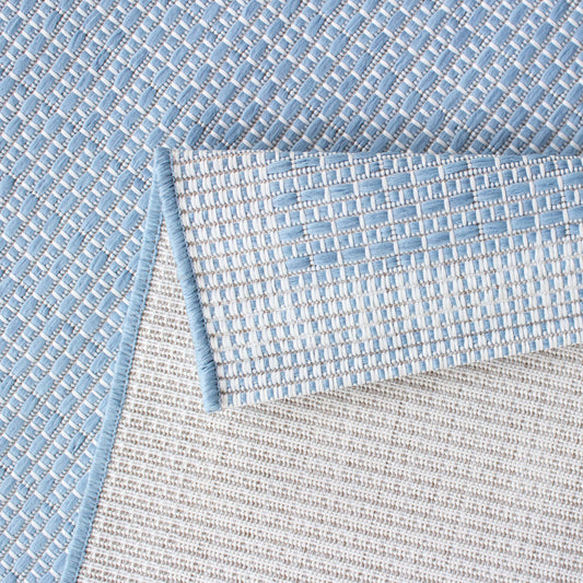 Makana Indoor/Outdoor Border Ivory/Light Blue Rug