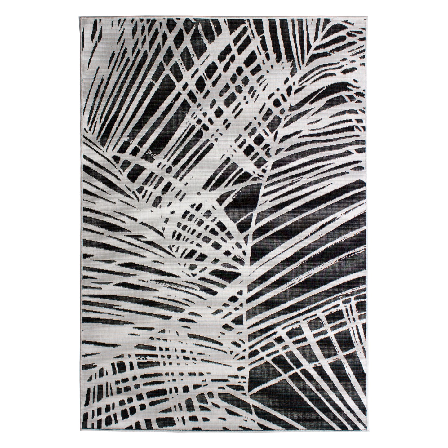 Eden Indoor/Outdoor Leaves Black Rug