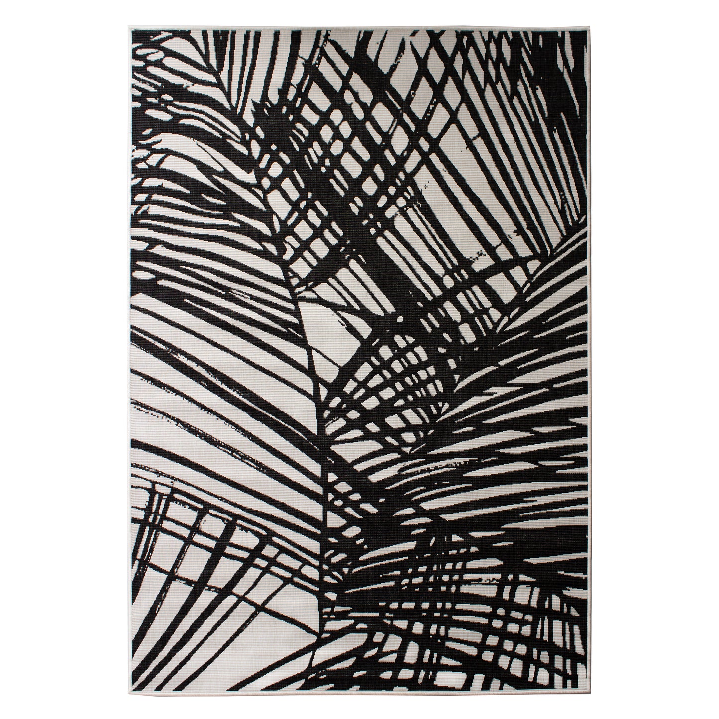 Eden Indoor/Outdoor Leaves Black Rug